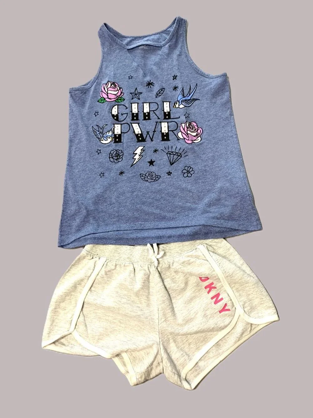 4 Piece Girl Set 2 DKNY Shorts 2 Tank Tops Children's Place Osh Kosh Size 14-16